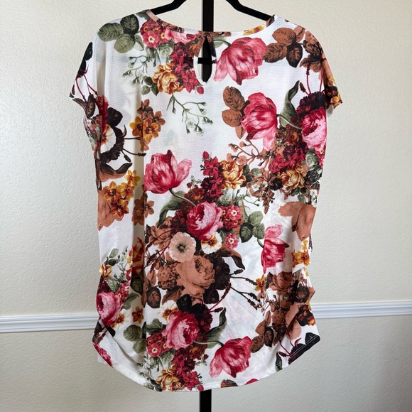 Vintage Rose Plus Size Blouse 3X Pink Red Flowers Soft Stretchy Cottagecore Chic - Picture 8 of 11